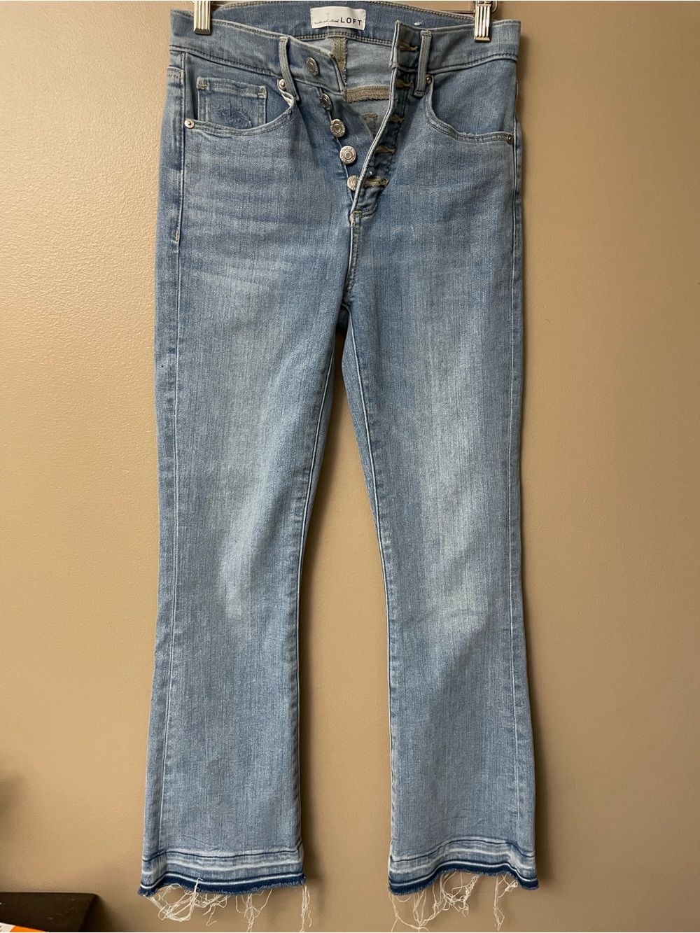 LOFT Light Wash Button-Fly Bootcut Jeans ankle - Light Blue Sz.25/0